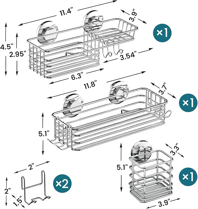 TAILI Shower Caddy Suction Cup, 3 Pack Shelves - Image 3