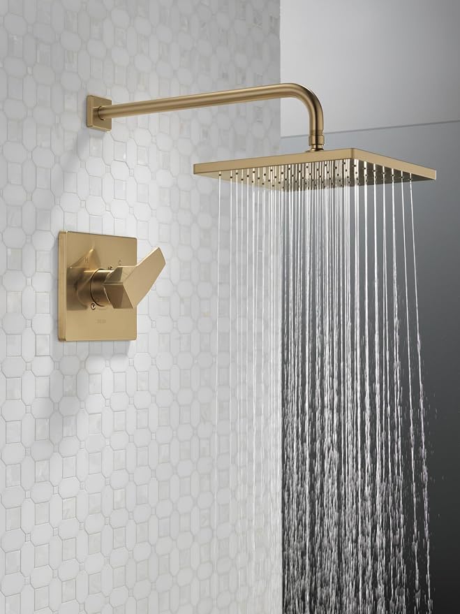 Delta Modern 14 Series Square Rain Shower Faucet Set, Brushed Nickel Shower - Image 8