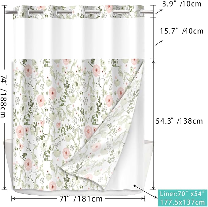 No Hook Shower Curtain Set - Image 2