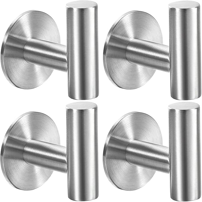 Vuzvuv Adhesive Brushed Nickel SUS304 Stainless Steel Towel Hooks – Heavy Duty by Vuzvuv