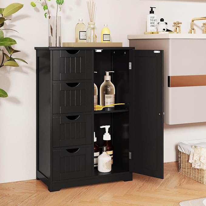 Tangkula Bathroom Floor Cabinet, Freestanding Storage Cabinet - Image 2