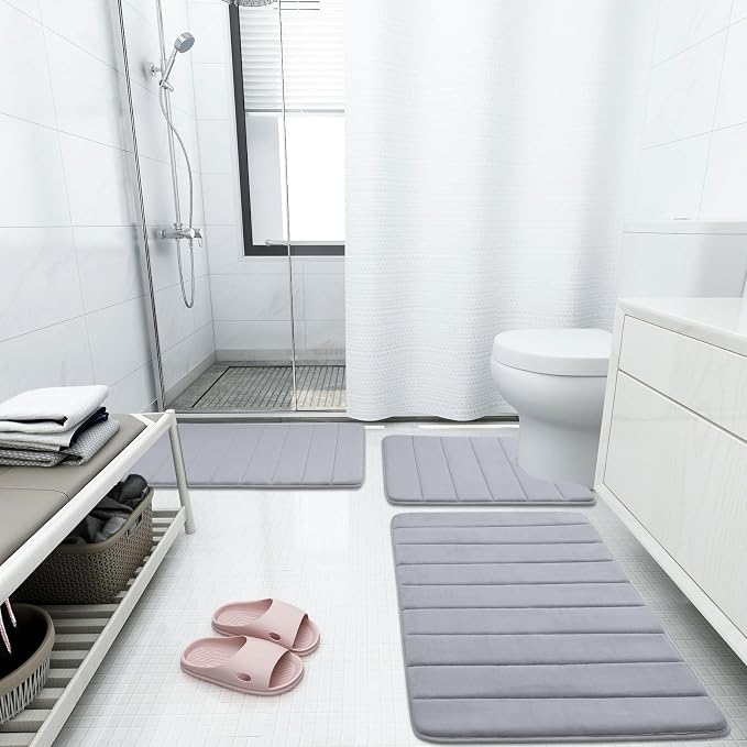 Buganda Memory Foam Bath Mat, Ultra Soft and Non-Slip Bathroom Rugs, Water - Image 6