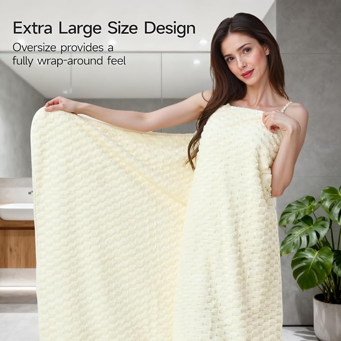 REDKISS Cream Extra Large Bath Towels Set of 6-35"x70" Oversized Bath Sheets - Image 3