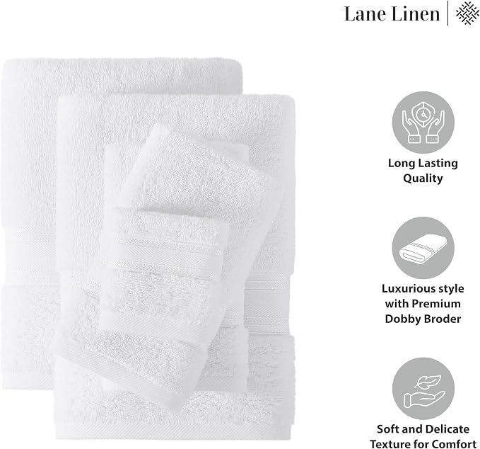 LANE LINEN 100% Mercerized Cotton Bath Towels Set of 12 – Zero Twist, 4 Bath - Image 6