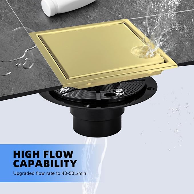 morefine Gold Shower Floor Drain 6 inch - Image 3
