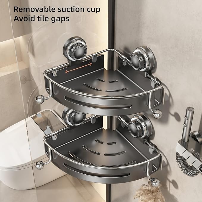 VOLPONE Corner Shower Caddy Suction Cup Shower Shelf Corner No Drilling - Image 3
