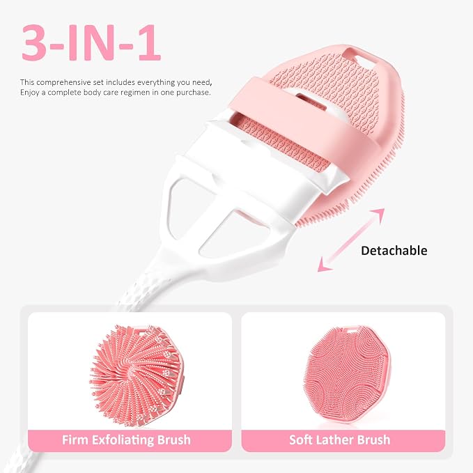 3PCS Extender Handle Set, 17in Lengthen Detachable Long Handle Back Brush*1 - Image 4