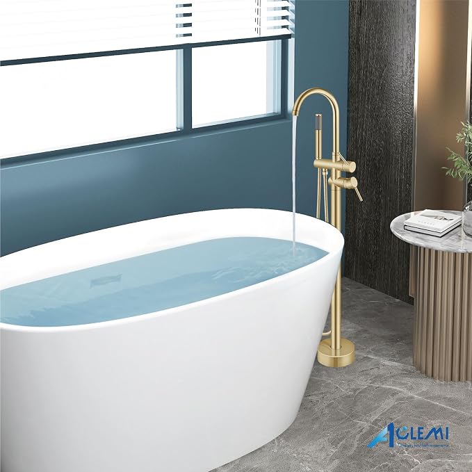 Aolemi Floor Mount Bathtub Faucet Freestanding Tub Filler Standing High Flow - Image 7
