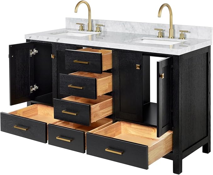 ARIEL Cambridge 61 Inch Double Rectangular Sink Bathroom Vanity - Image 6