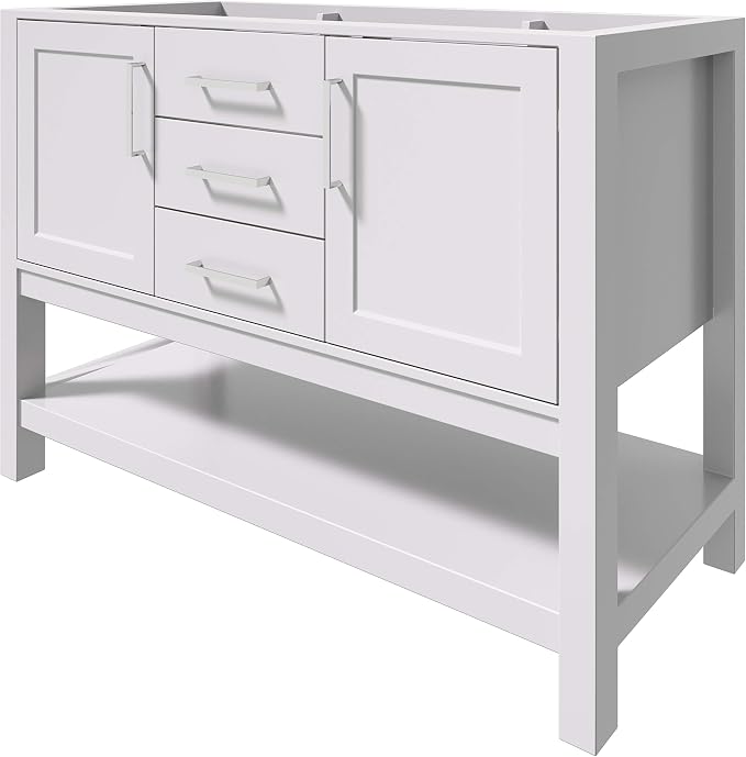 ARIEL 48" White Bathroom Vanity Base Cabinet, 2 Soft Closing Doors and 2 - Image 5