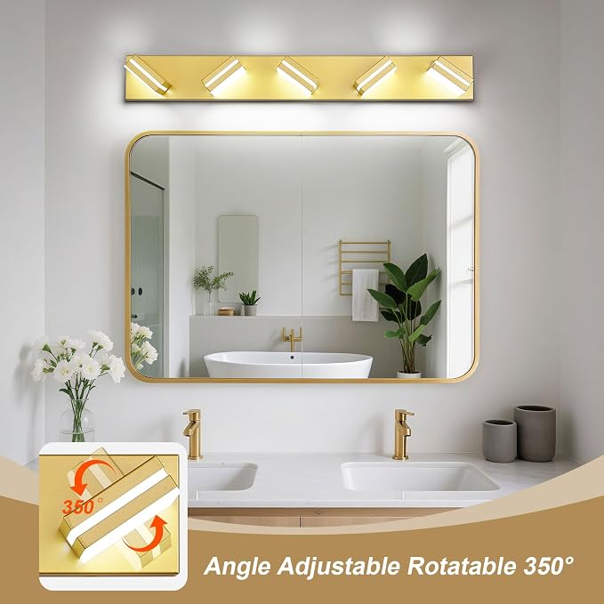 Modern LED Bathroom Lights Fixtures, Metal Gold Acrylic Wall Lighting, Vanity - Image 2
