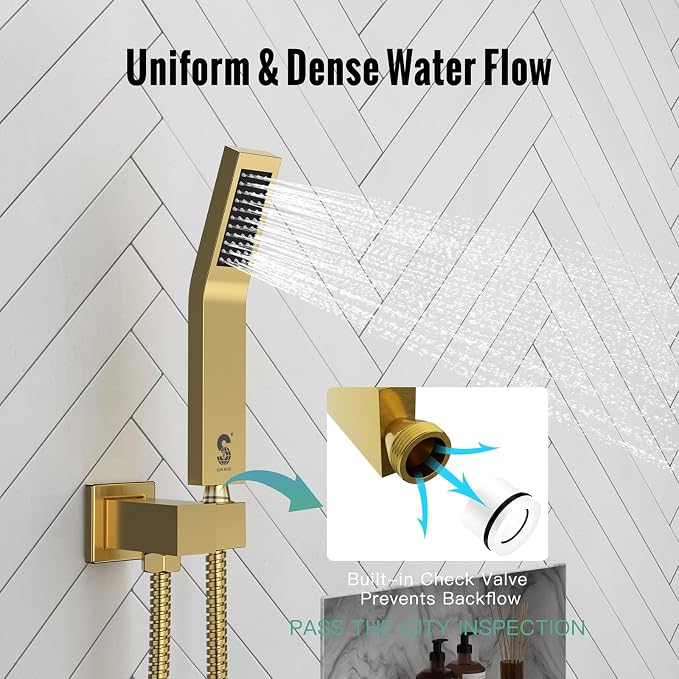 SR SUN RISE 16 Inch Ceiling Mounted Shower System Rain Mixer Shower Combo Set - Image 5