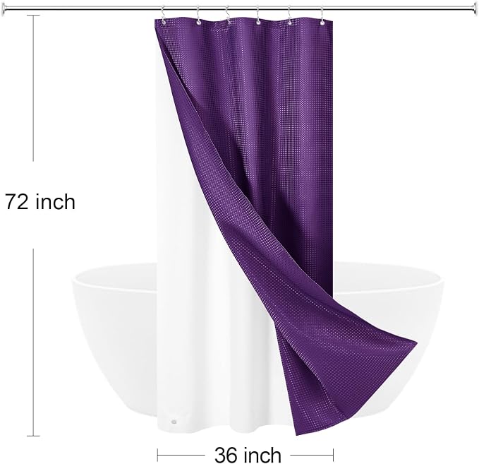 3 in 1 Stall Half Size Purple Shower Curtain Set-36 W x 72 H, Modern Waffle - Image 8