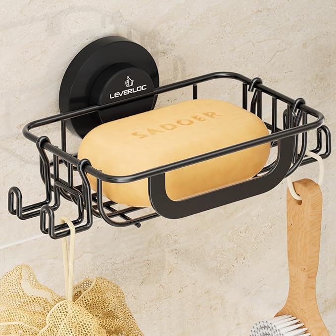 LEVERLOC Soap Holder Dish with Hooks by LEVERLOC