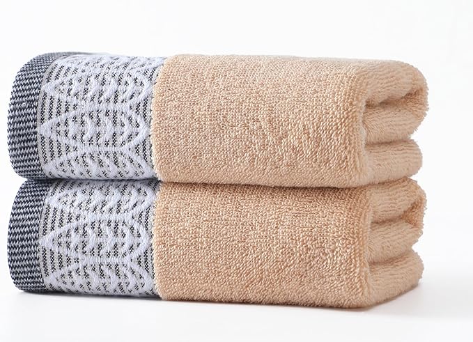 2 Pack Decorative Hand Towels, Leaf Design Cotton, Soft Absorbent Quick-Drying by Unknown