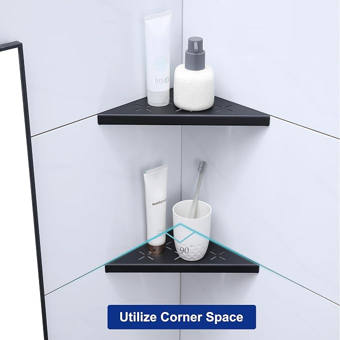 8" Corner Shower Shelf, Recessed Corner Shelf Organizer Rack, No Drilling - Image 6