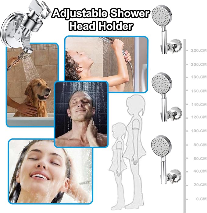 Adjustable Shower Head Holder, Suction Cup Handheld Shower Bracket, Removable - Image 7