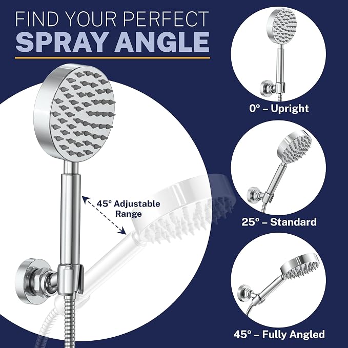 HammerHead Showers® Solid Metal Handheld Shower Head Holder Wall Mount – Chrome - Image 4