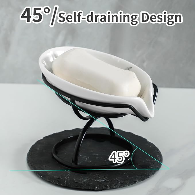 Leaf-Shaped Soap Dish – Ceramic Soap Bar Holder - Image 3
