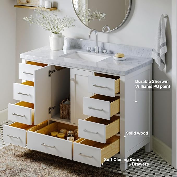ARIEL Cambridge 49" White Bathroom Vanity - Image 4