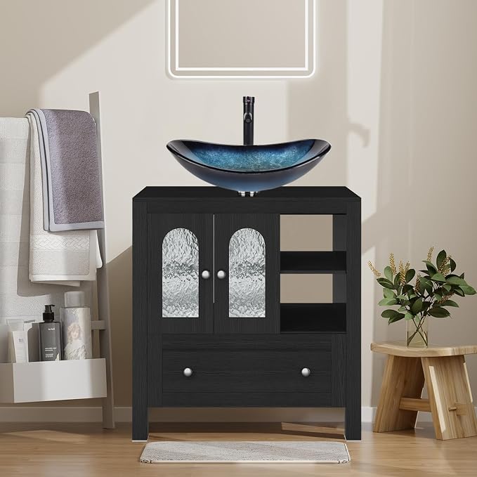30-Inch Black Bathroom Vanity by Solidee