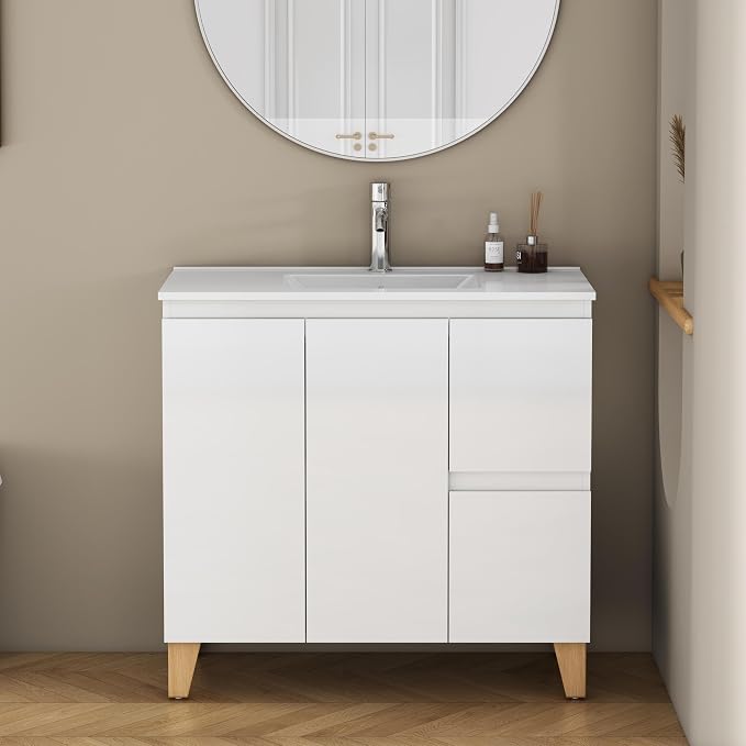 36-Inch Bathroom Vanity with Ceramic Sink Combo, Freestanding Modern Bathroom - Image 3