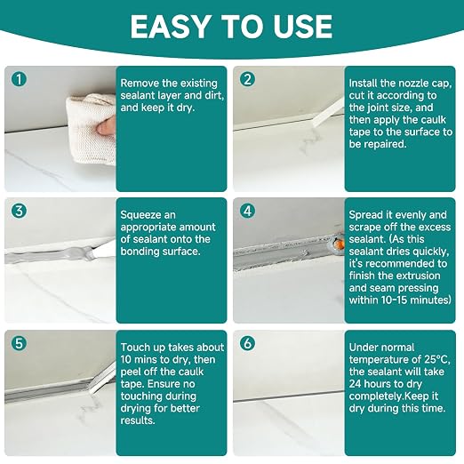 Grey Silicone Caulk for Bathroom & Kitchen, Waterproof Silicone Sealant for - Image 8