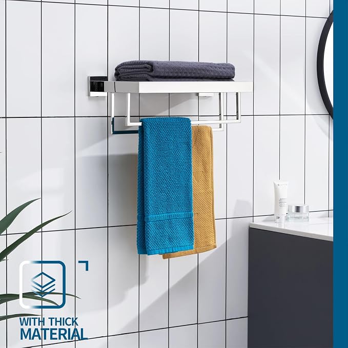 KOKOSIRI Bathroom Towel Shelf 16'' Chrome Towel Rack - Image 3