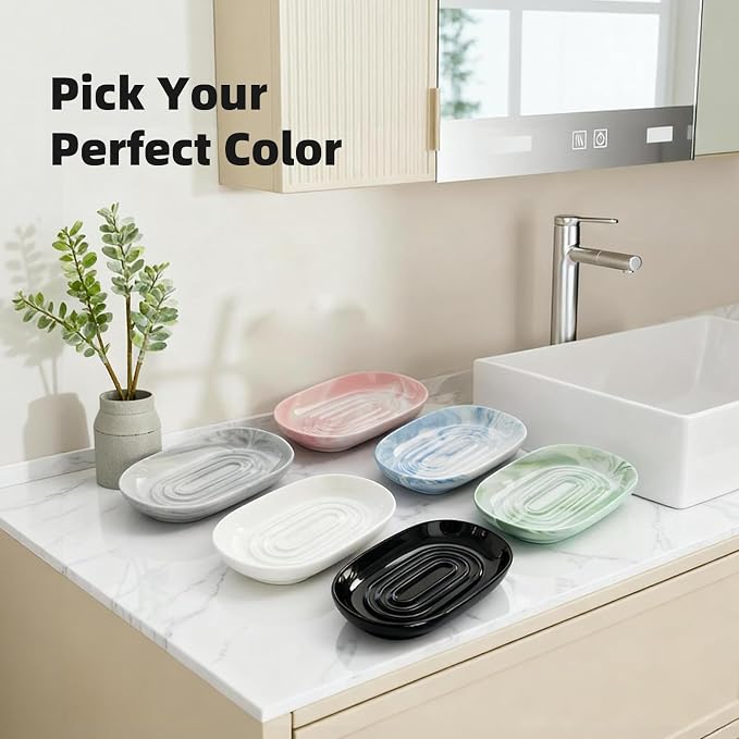Ceramic Soap Dish for Bath Sink- Modern Black Bar Soap Holder for Shower - Image 7