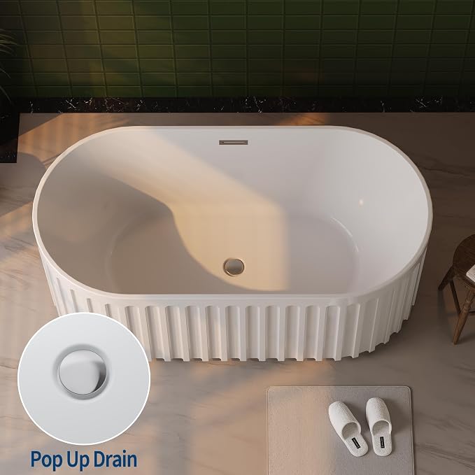 67" Freestanding Bathtub, Deep Soaking Tub - Image 3