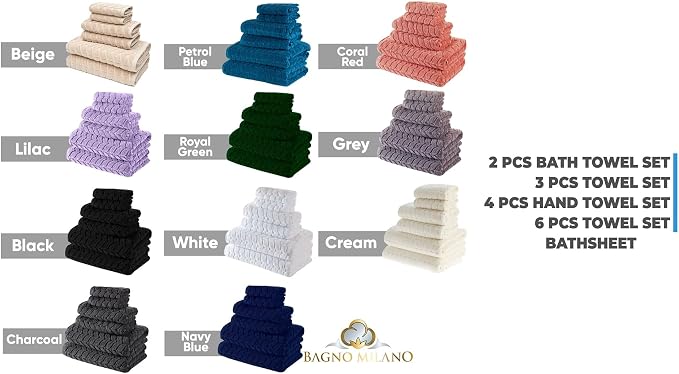 BAGNO MILANO Turkish Bath Towels, Soft Plush Jacquard Luxury Bath Towels - Image 9