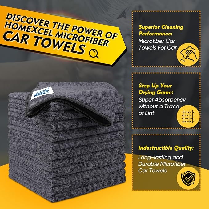 HOMEXCEL Grey Microfiber Cleaning Cloth 20 Pack 11.5 x 11.5 inch Microfiber - Image 2
