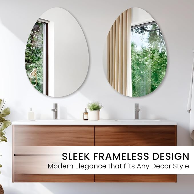 VASUHOME Drop Frameless Bathroom Mirror, 20 x 28 Inch Wall Vanity Mirror - Image 6
