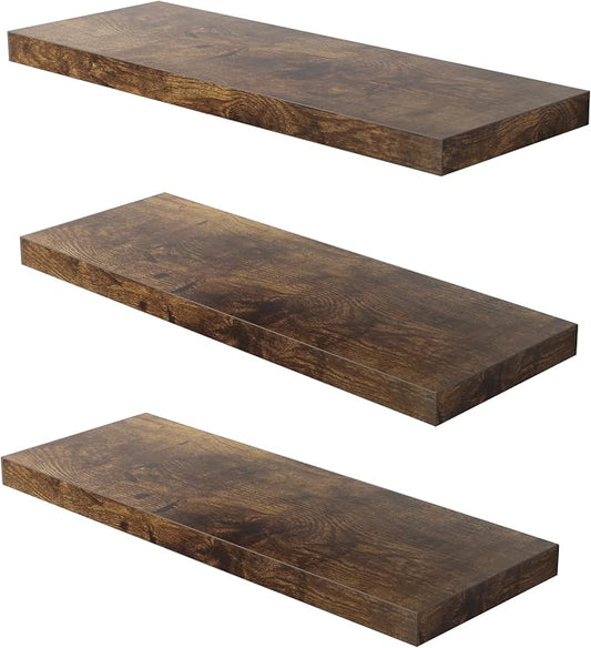 Floating Shelf, 36 in W x 12.75 in D x 2 in H Wooden Floating Wall Shelf by Home