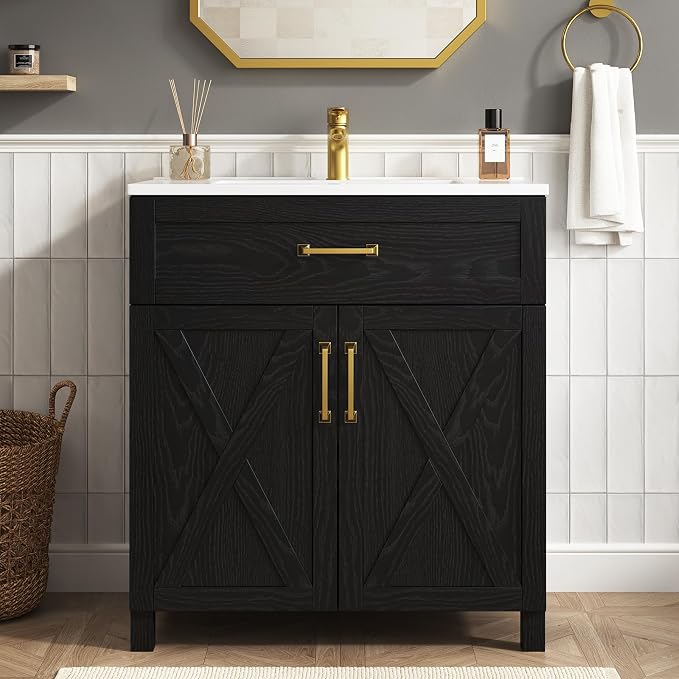 30 Inch Farmhouse Bathroom Vanity by DELUXELIVING