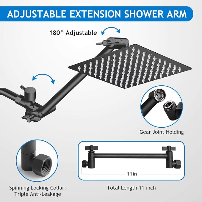 Shower Head Combo, 8 Inch High Pressure Rain - Image 5