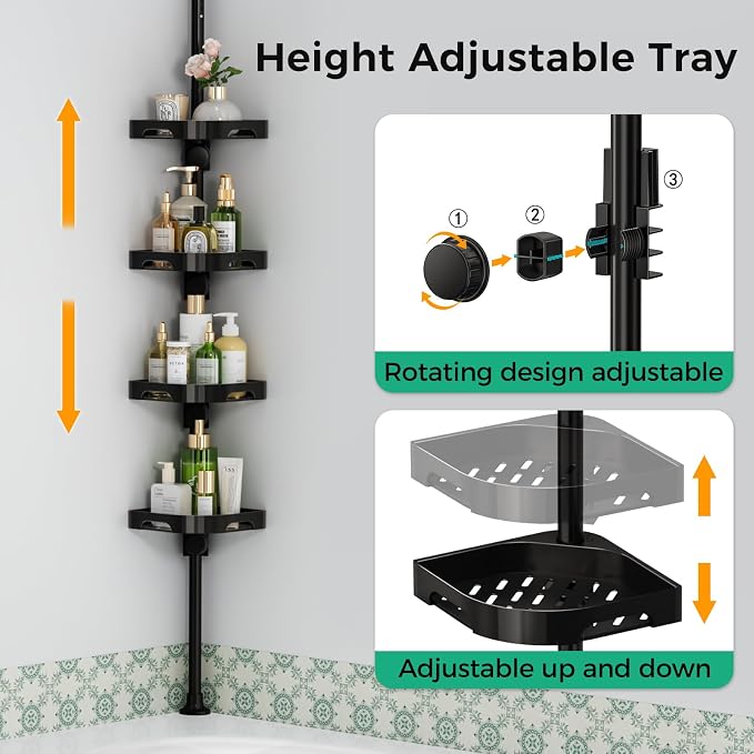 4-Tier Corner Shower Caddy Tension Pole Organizer - Image 4