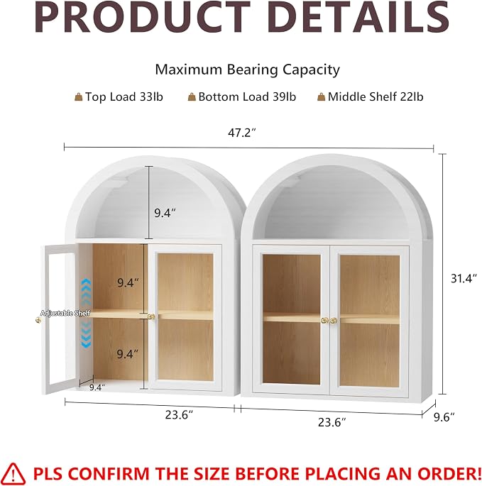 Arched Wall Mounted Display Medicine Cabinets - Image 2