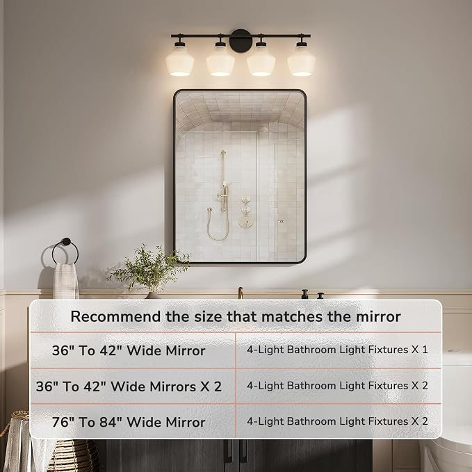 USHOWER 4-Light Bathroom Light Fixtures, Vanity Lights - Image 6