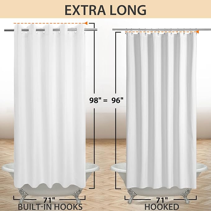 Extra Long No Hook Shower Curtain or Liner Soft Microfiber - Image 6