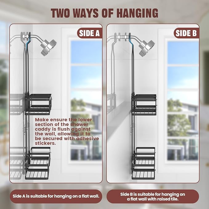 REINHARDT Adjustable Shower Caddy Hanging Rustproof Shower Caddy - Image 6
