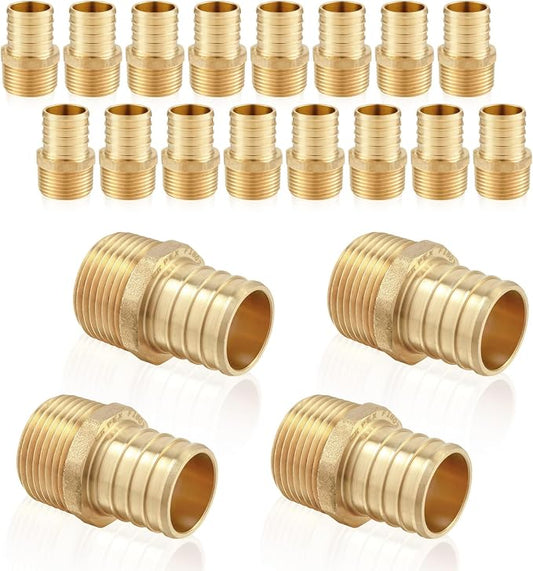 20-Pack HeSun PEX Fittings, 3/4" PEX x 1/2" Male NPT, Brass Crimp Male Adapter by HeSun