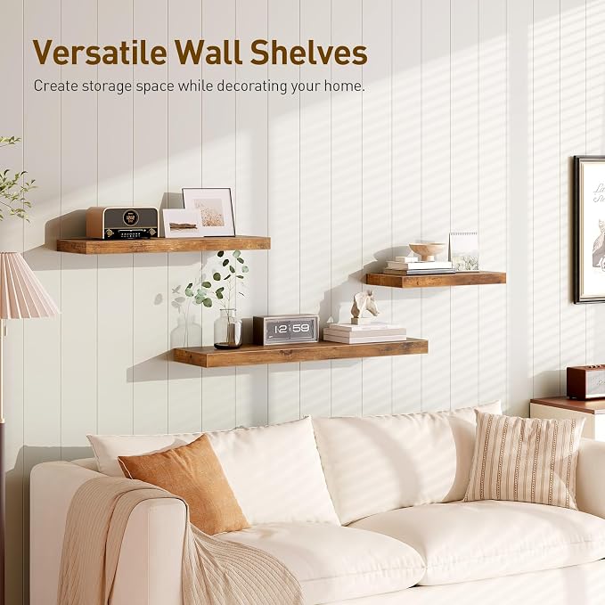 Floating Shelves for Wall, 1.5" Thick Wall Shelf Set of 4 - Image 4