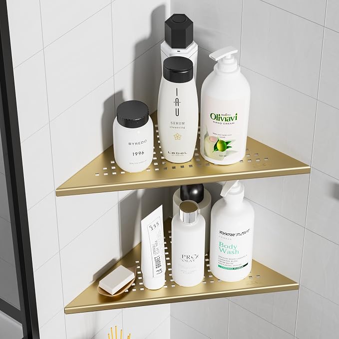 2 Pack Bathroom Corner Shelf, Recessed 12" Corner Shower Shelf, SUS304 - Image 8
