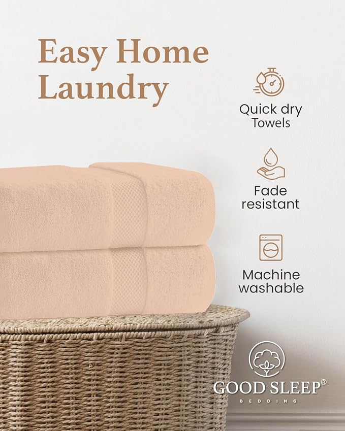 100% Cotton Bath Towel Set, 2 Bath Towel, 2 Hand Towels, 2 Wash Cloths - Image 4