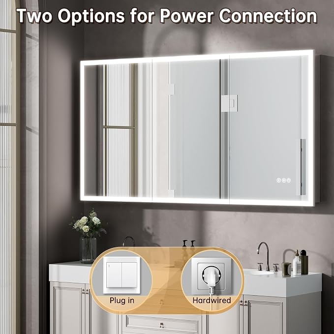 24"x32" Medicine Cabinet Mirror, LED Lighted Medicine Cabinet - Image 7