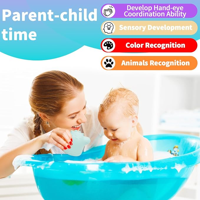 Baby Bath Toys, Squeezable Dinosaurs Bathtub Toys, No Hole Sensory Ocean Animal - Image 7