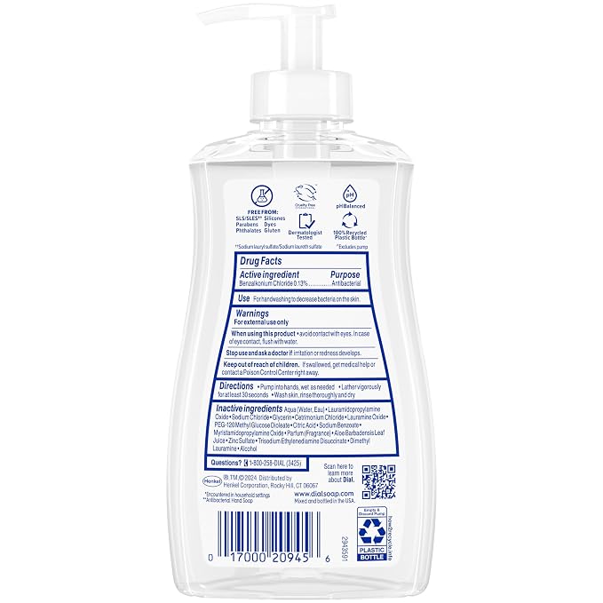 Dial Antibacterial Defense Liquid Hand Soap + Aloe, Aloe Scent, 11 Fl Oz - Image 6