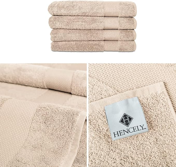 Hencely Premium Bath Towel Set of 4-28x 58 inches Soft Turkish Cotton Absorbent - Image 3