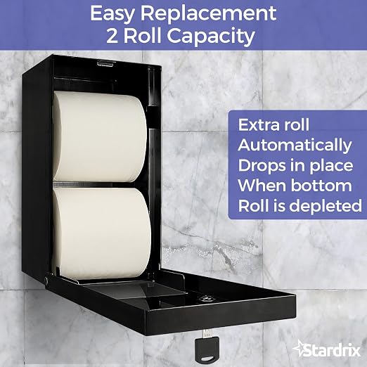 Matte Black 2 Roll Stainless Steel Commercial Toilet Paper Dispenser, Heavy - Image 3